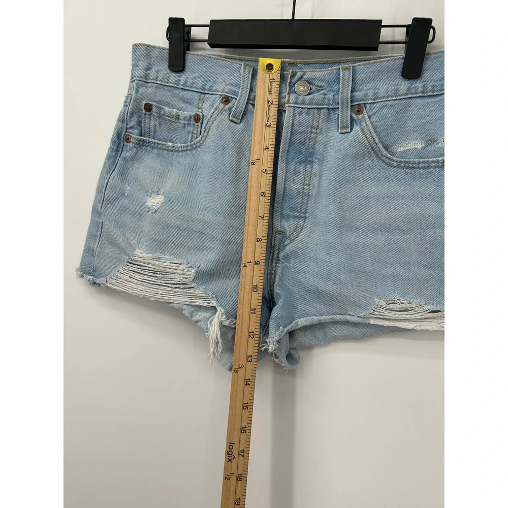 Levi's 501 Women's W28 Distressed Cutoff Denim Shorts Light Wash High Rise